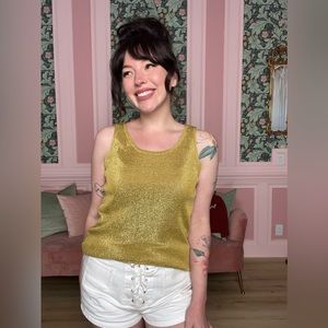 Vintage Gold knit tank top by The La Costa Spa California